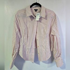 NWT Torrid pink and white striped cropped blouse